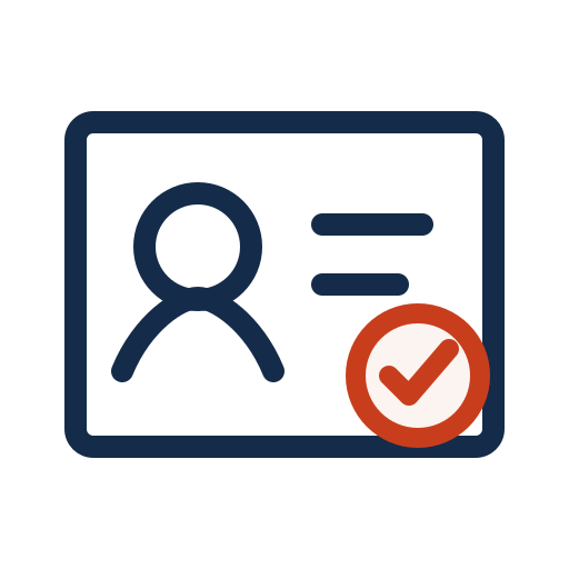 Identity card and confirmation icon representing enhanced DBS checks